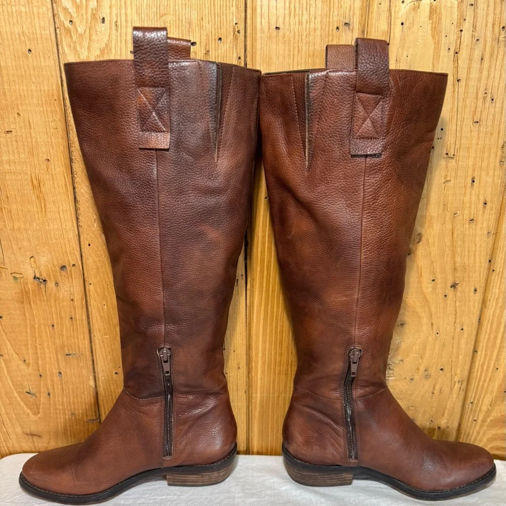 Arturo Chiang Tall Brown Leather Riding Boots 5.5 M - Picture 3 of 14